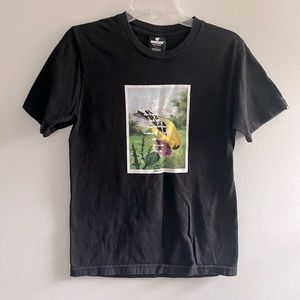 Undefeated men’s explicit lyrics black tshirt with bird floral image